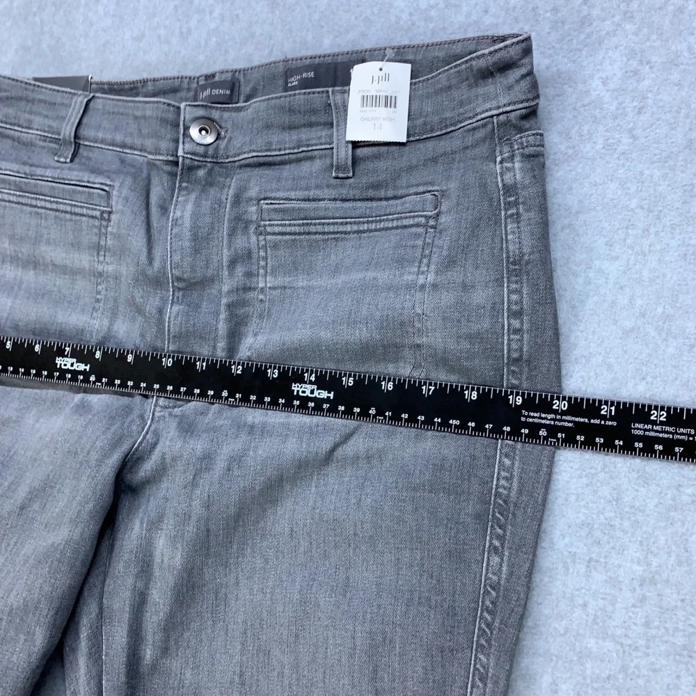 J. Jill Flare Jeans Women 14 Grey Galaxy Wash High Rise Stretch Patch Pocket NWT